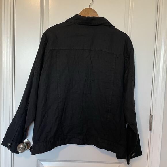NWT Jones & Co Women's Black 100% Linen Button Up Jacket 3X Plus Size Pockets - Picture 3 of 12